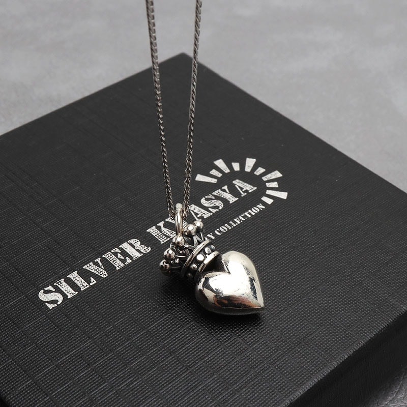 シルバー925 ハート＆王冠 ネックレス [nc024-ns063-cs053-2mm