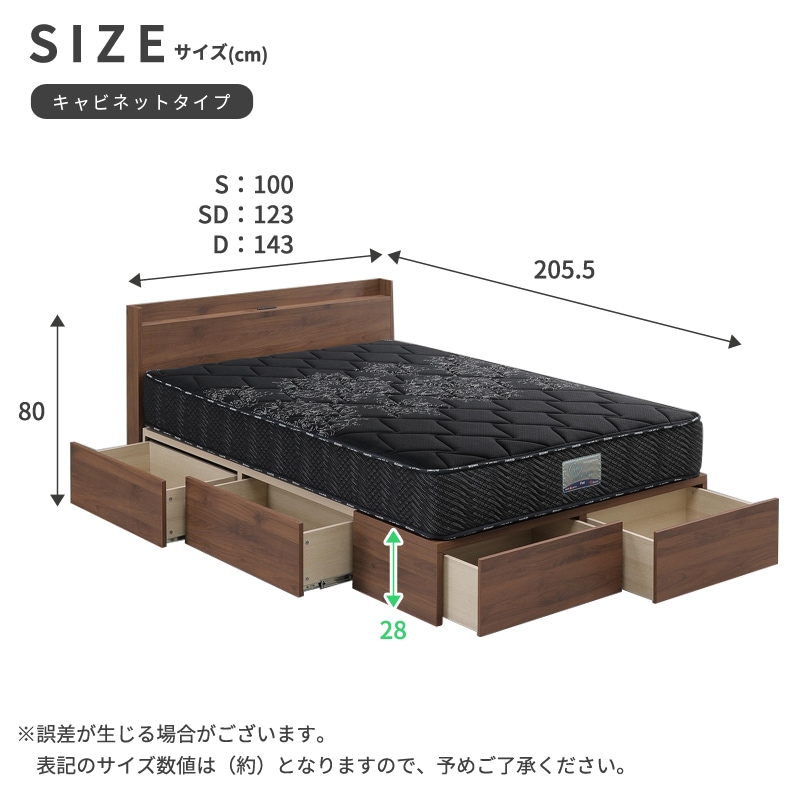 ダブル】引出し収納付き ベッド キャビネットタイプ Granz/スペーシィ