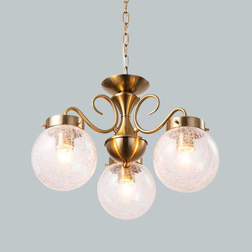 入荷未定】ガラスシェードペンダントライト3灯・クラック（φ440×H350mm