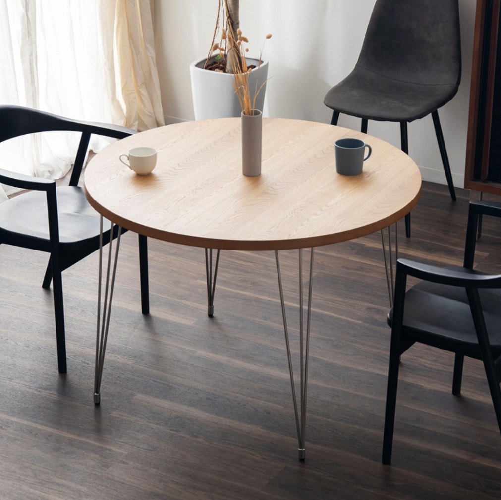 幅100］ステンレス脚 丸テーブル ｜ ラウンド ダイニングテーブル