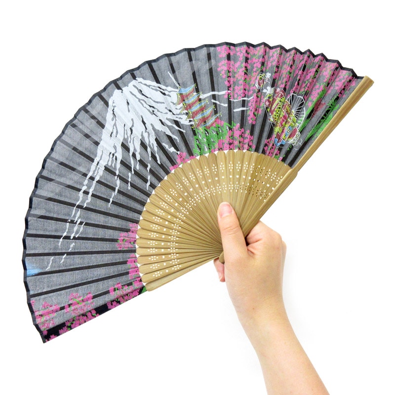 高級シルク扇子 富士山・舞妓・五重塔 No.504-579 | 世界の価値ある