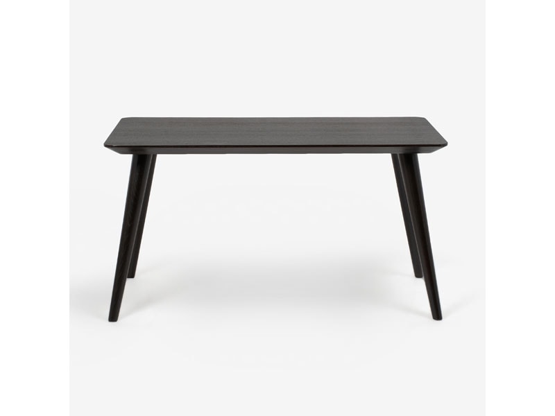 ダイニングテーブル「ジャスト」オーク材ダークブラウン色 天板角丸型