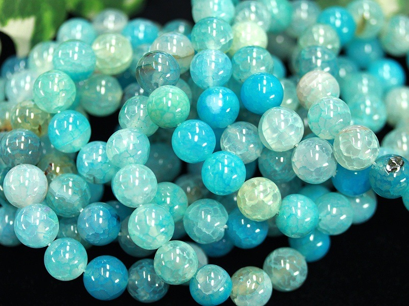 龍の鱗模様とされる神聖な石☆天然石ブレスレット/アクアマリン