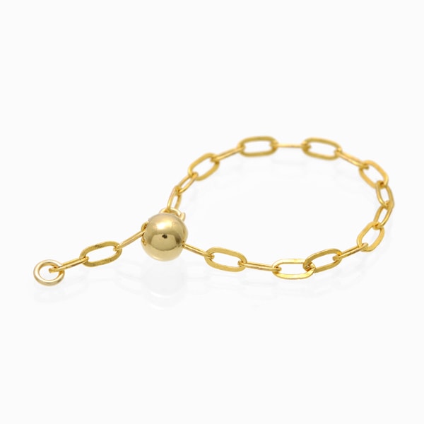 チェーンリング 平ロングアズキチェーン（フリーサイズ）14KGF