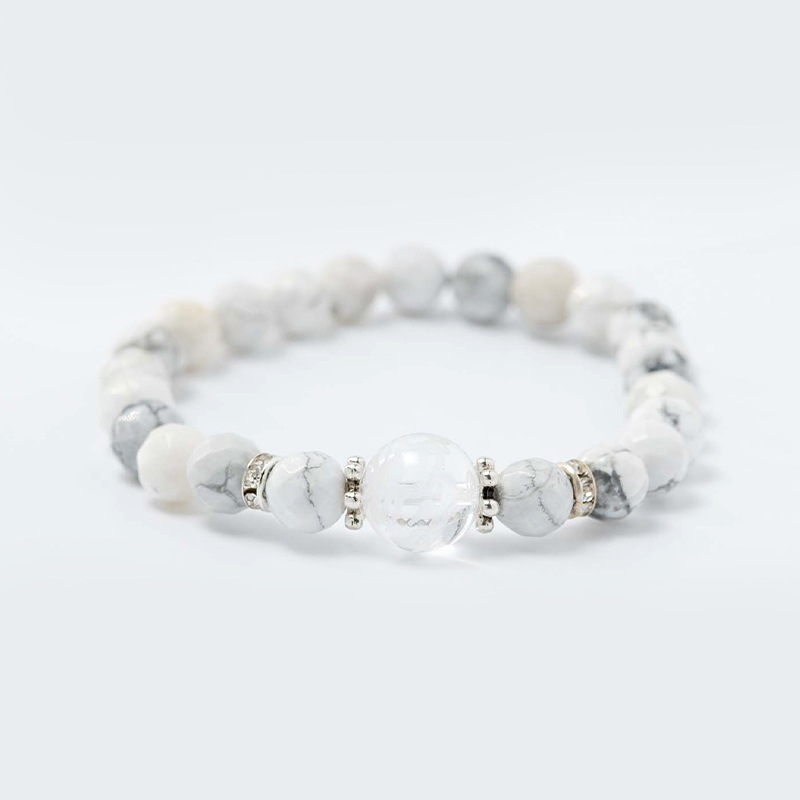 水晶龍彫り ハウライト 一粒パワーストーンブレスレット｜白崎八幡宮