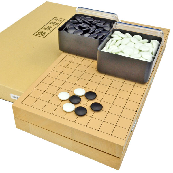 囲碁セット 新桂10号折碁盤セット(ガラス碁石桜・プラ角箱) | 折碁盤