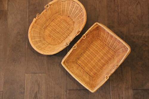 かご・バスケット・雑貨 - menui | ラタン楕円バスケット 可動2本手 浅