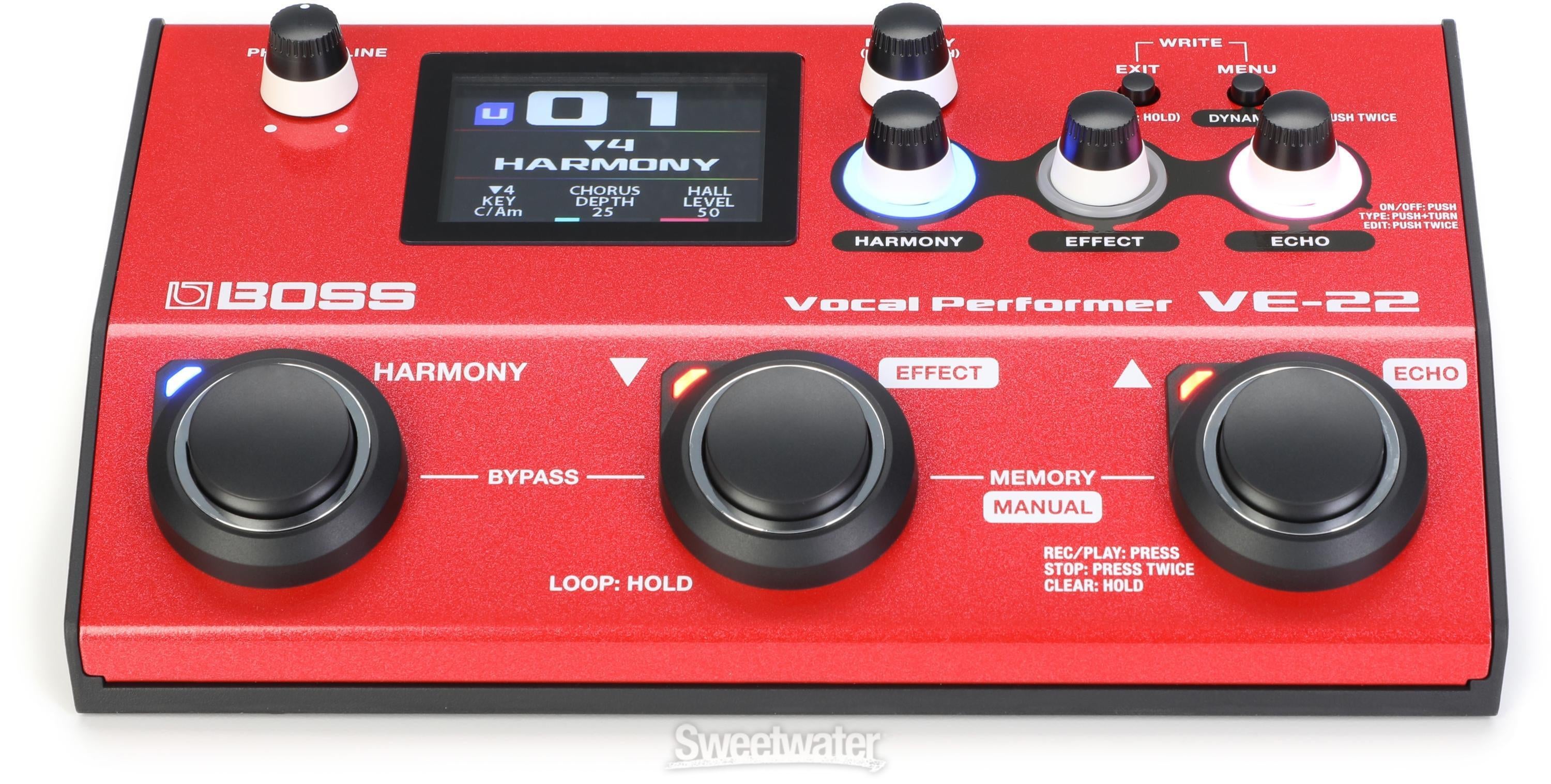 Boss VE-22 Vocal Effects and Looper Pedal | Sweetwater