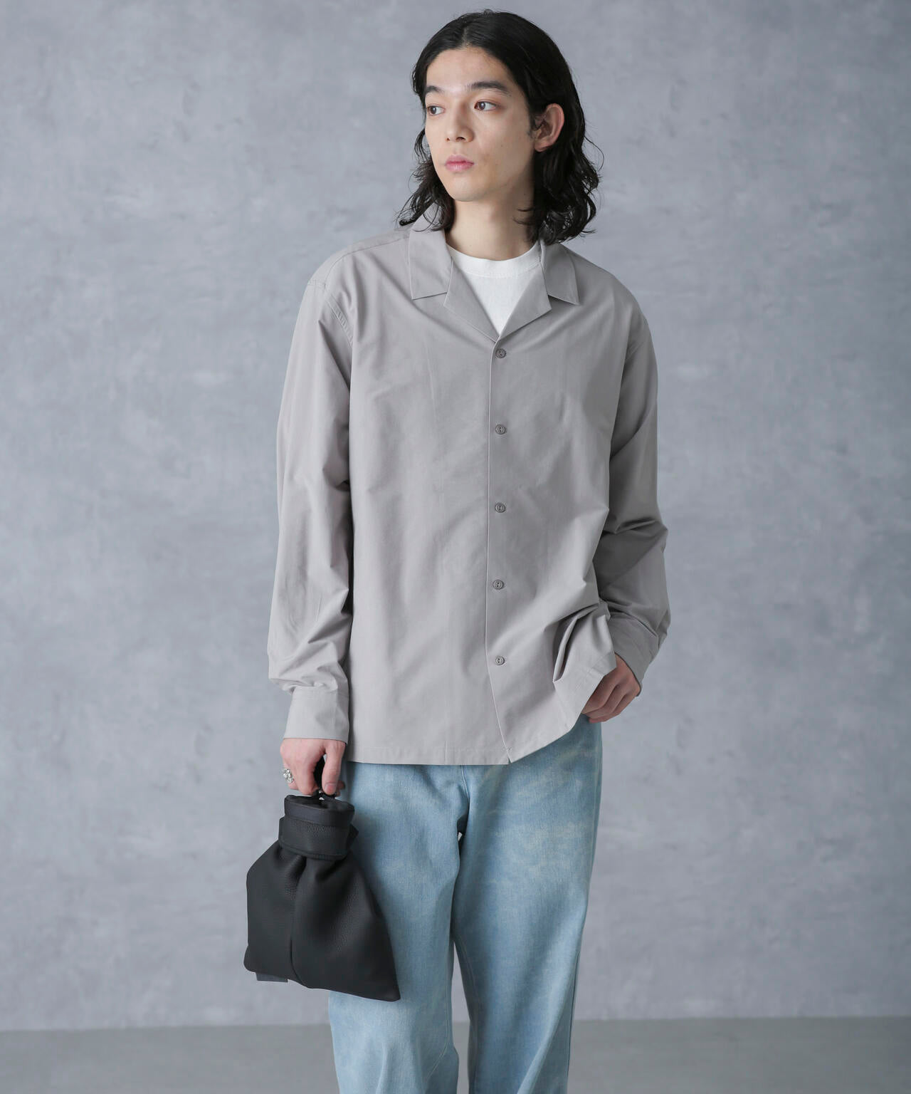 ストレッチワイドオープンカラーシャツ 長袖 | NANO universe（ナノ