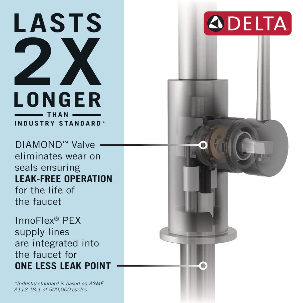 Delta Ophelia Touch2O Chrome Single Handle Touch-on Pull-down