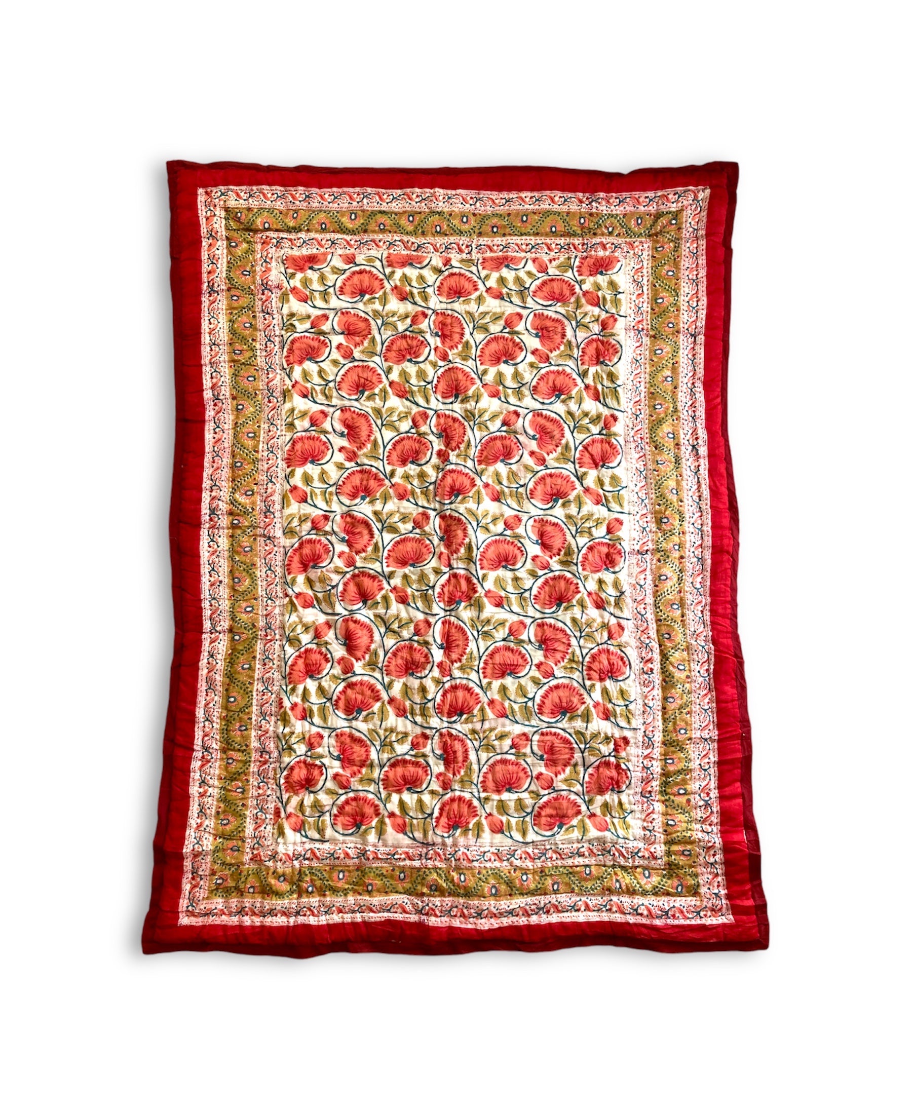 インド ハンドブロックプリント リバーシブル スモールサイズ キルト