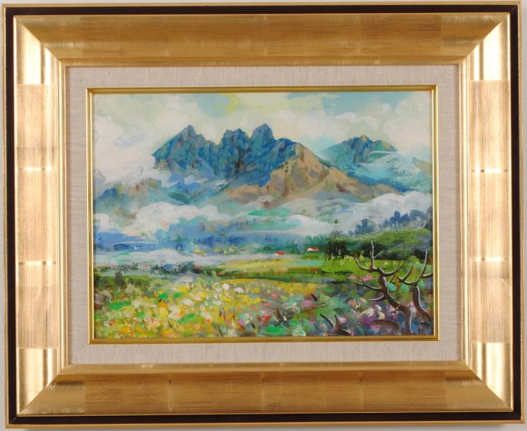 阿蘇の絵画を油絵で描いた谷田穎郎の阿蘇の風景画の絵「根子岳」を通販