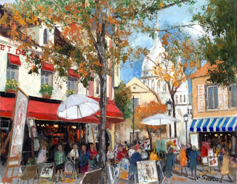 油絵の絵画で斉藤要が描いたパリの絵「モンマルトルの秋」をご購入