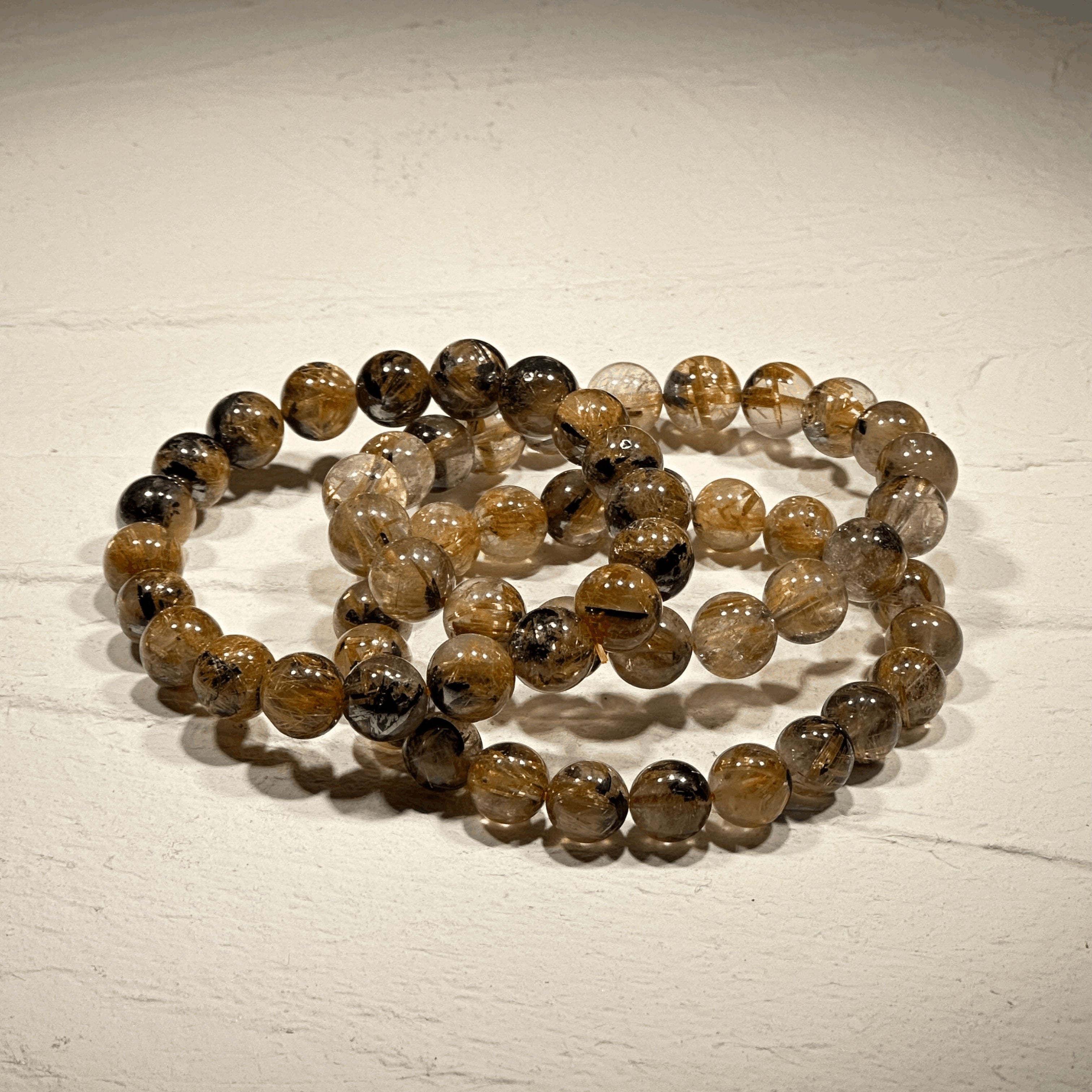 太陽放射ルチルクォーツ - ブレスレット8.5〜9.4mm - 金運