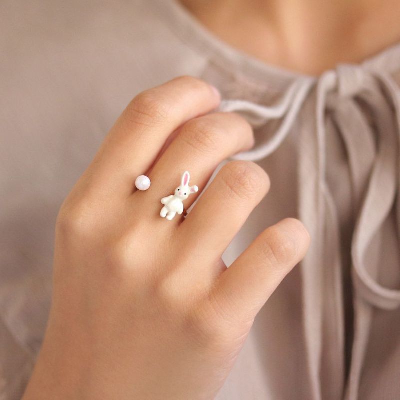 リング くま うさぎ ねこ パール フリーサイズ 指輪 – OSEWAYA