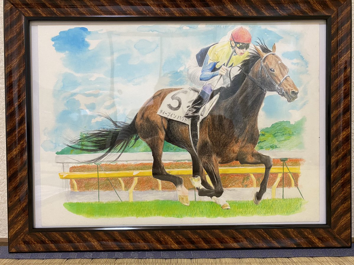知り合いの要望で描きました🏇 楽しかった🤗 #馬 #競馬 #ディープ
