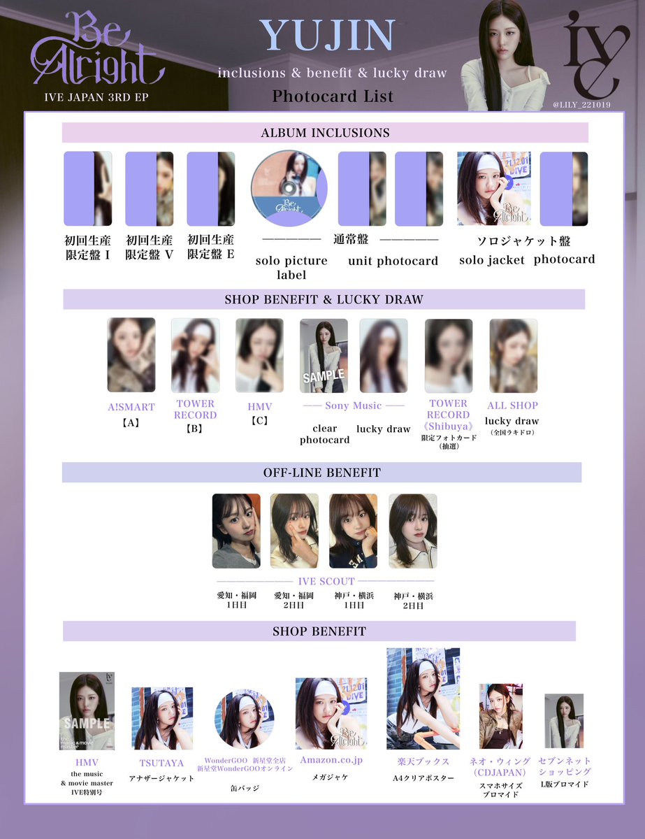 IVE JAPAN 3RD 3RD EP【Be Alright】 封入&特典 トレカ 一覧