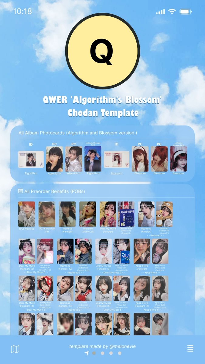QWER 'Algorithm's Blossom' Photocard Template Chodan and Magenta +