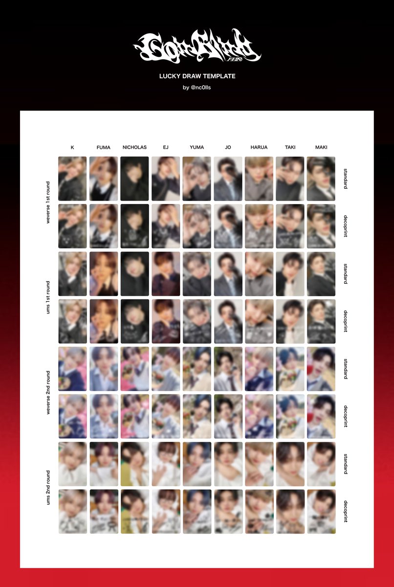&TEAM Go in Blind (月狼) luckydraw photocard template andTEAM K