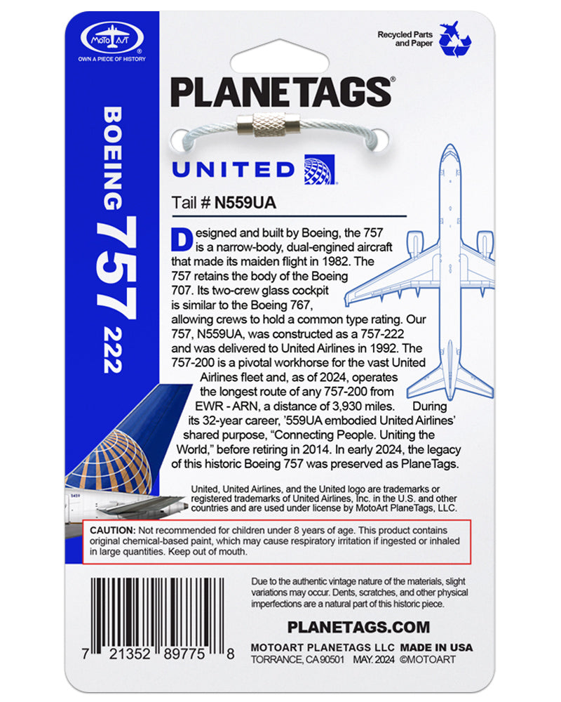 United Airlines® 757-N559UA – MotoArt PlaneTags