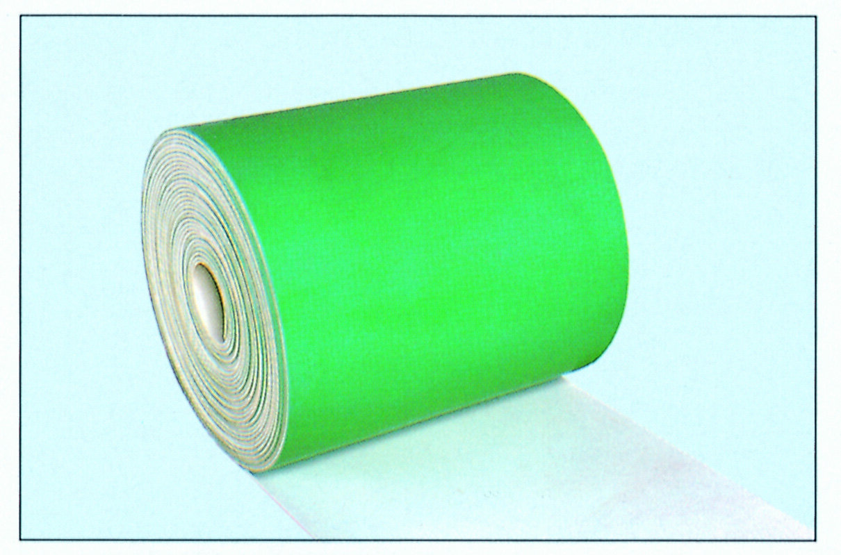 白と緑の軽搬送タイプコンベヤベルト｜ビニール300コンベヤベルト