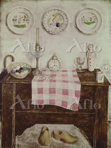 藤田嗣治「私の部屋、目覚まし時計のある静物」 [80035868]のアート