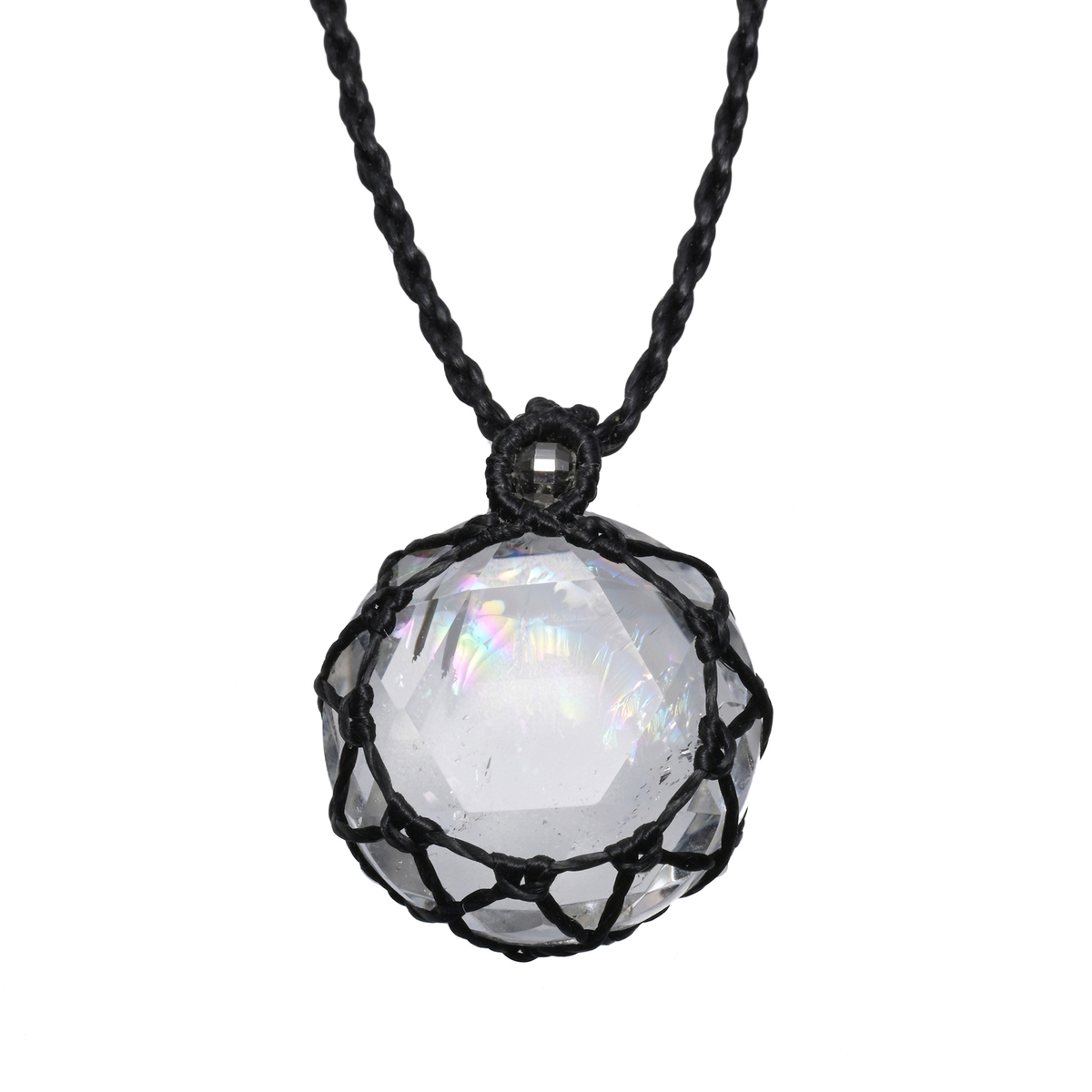 レインボークォーツヘキサゴンPT950マクラメ編みネックレス20mmUP