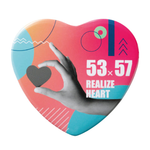 ハート型缶バッジ:最安単価121円で作成 | 日本缶バッジ工業 | 日本缶