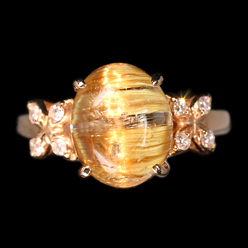 ゴールデンルチルクォーツキャッツアイ 5.0ct ダイヤ モンド ピンク