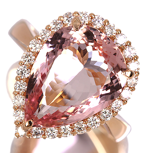 モルガナイト 5.41ct ダイヤモンド 0.46ct ピンクゴールド リング(指輪