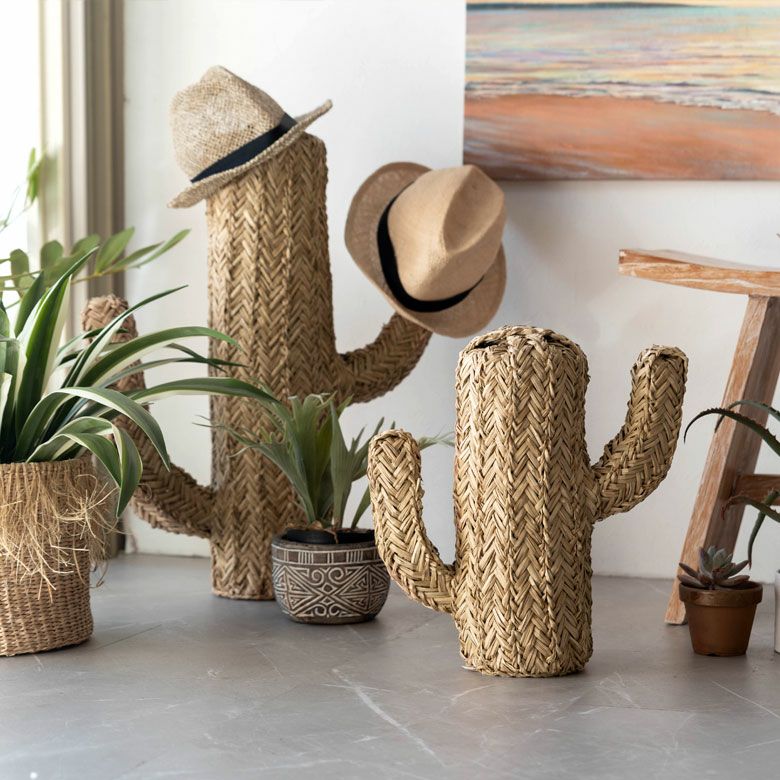 オブジェ サボテン Sサイズ シーグラス スタンド W 31cm D 14cm H 35cm