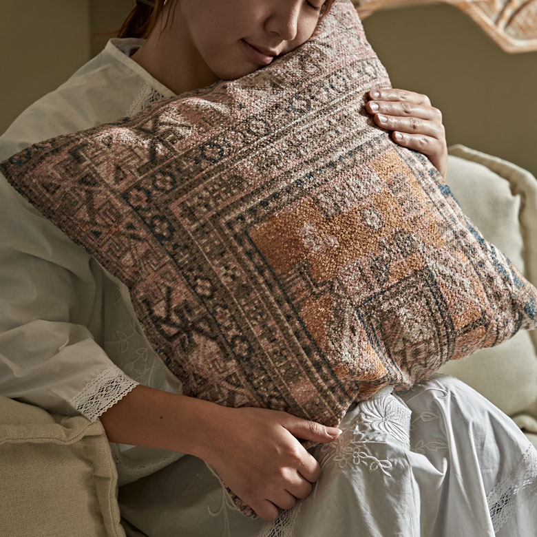 クッションカバー オールドキリム風 正方形 四角 約 W 45cm D 45cm H