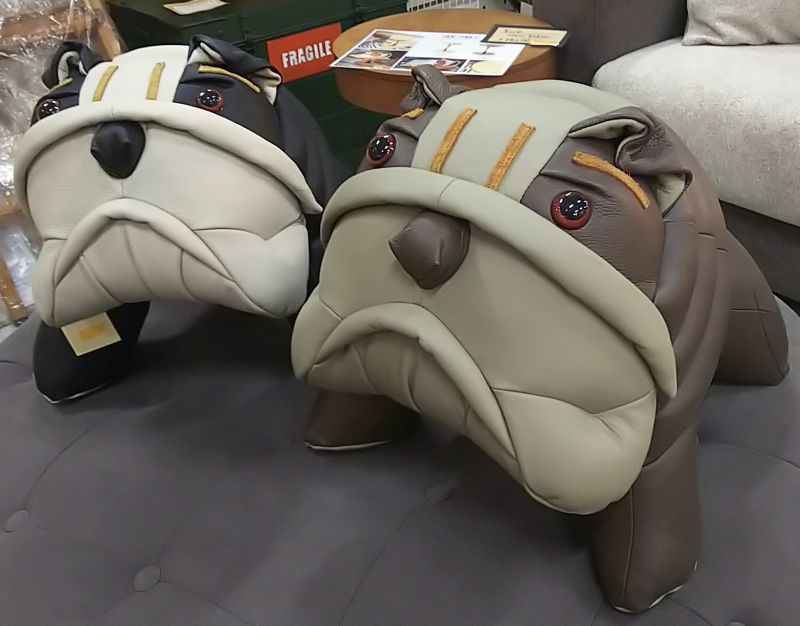 ブルドッグ レザー オブジェ ぬいぐるみ 本革