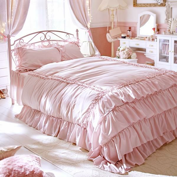 シンプルベッドスカート（ダブル・ピンク）【ラッピング対応可能