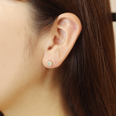 5mm エチオピアオパール ピアス 1ペア 両耳分PT900 K18 K10対応 誕生石