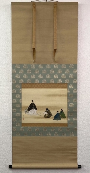 川端玉章「俊寛」掛軸 絹本 肉筆 共箱 二重箱 Gyokusyo Kawabata