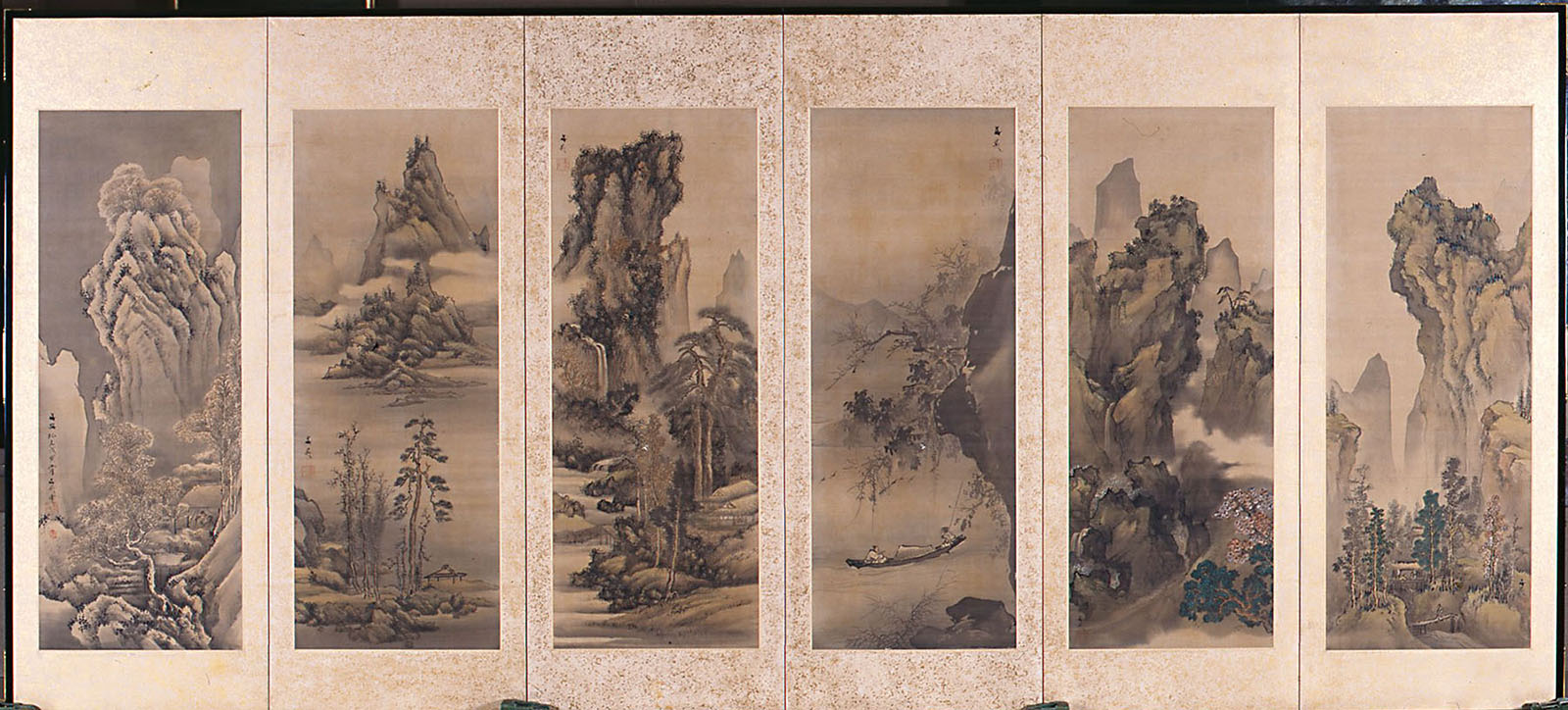 B000101-2010｜谷 文晁｜十二ヶ月山水図屏風｜本間美術館所蔵作品