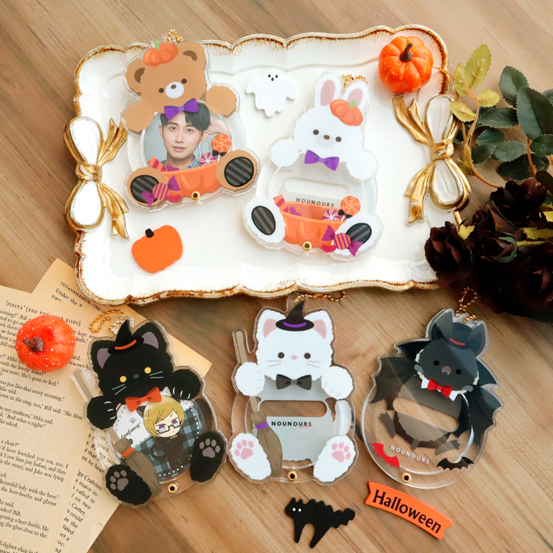 缶バッジアクリルフレーム アニマル ハロウィン ウィッチねこ| FUKUYA