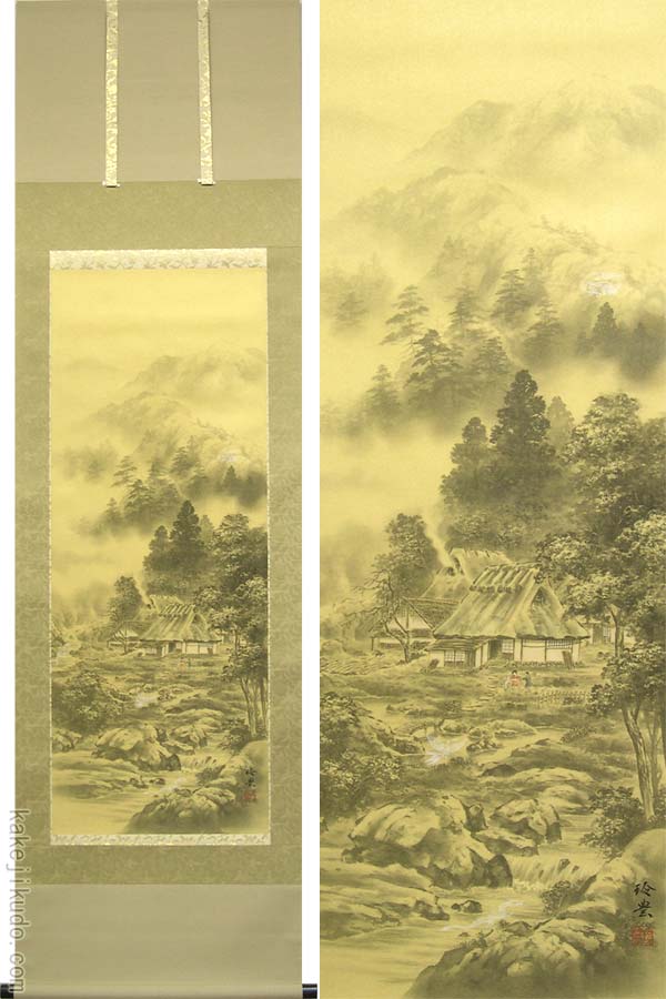 楽天市場】掛け軸 開運四神相応山水図 （今井玲豊） （掛軸小物なし