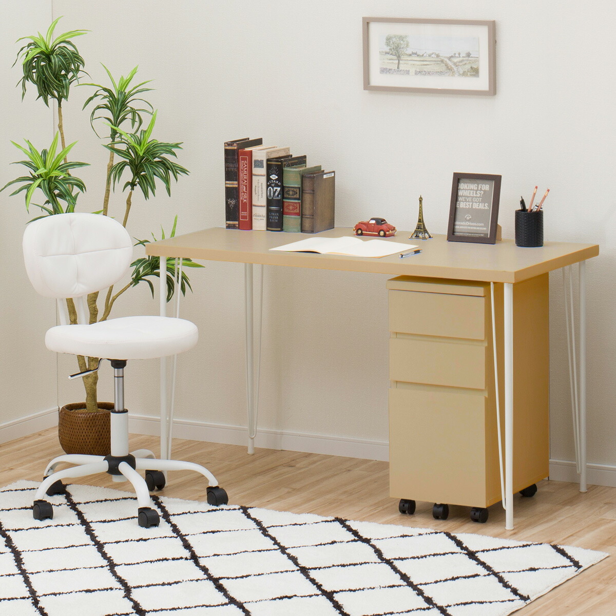 楽天市場】[幅118cm]デスクプレフェセット (天板118LBR/ワイヤーレッグ