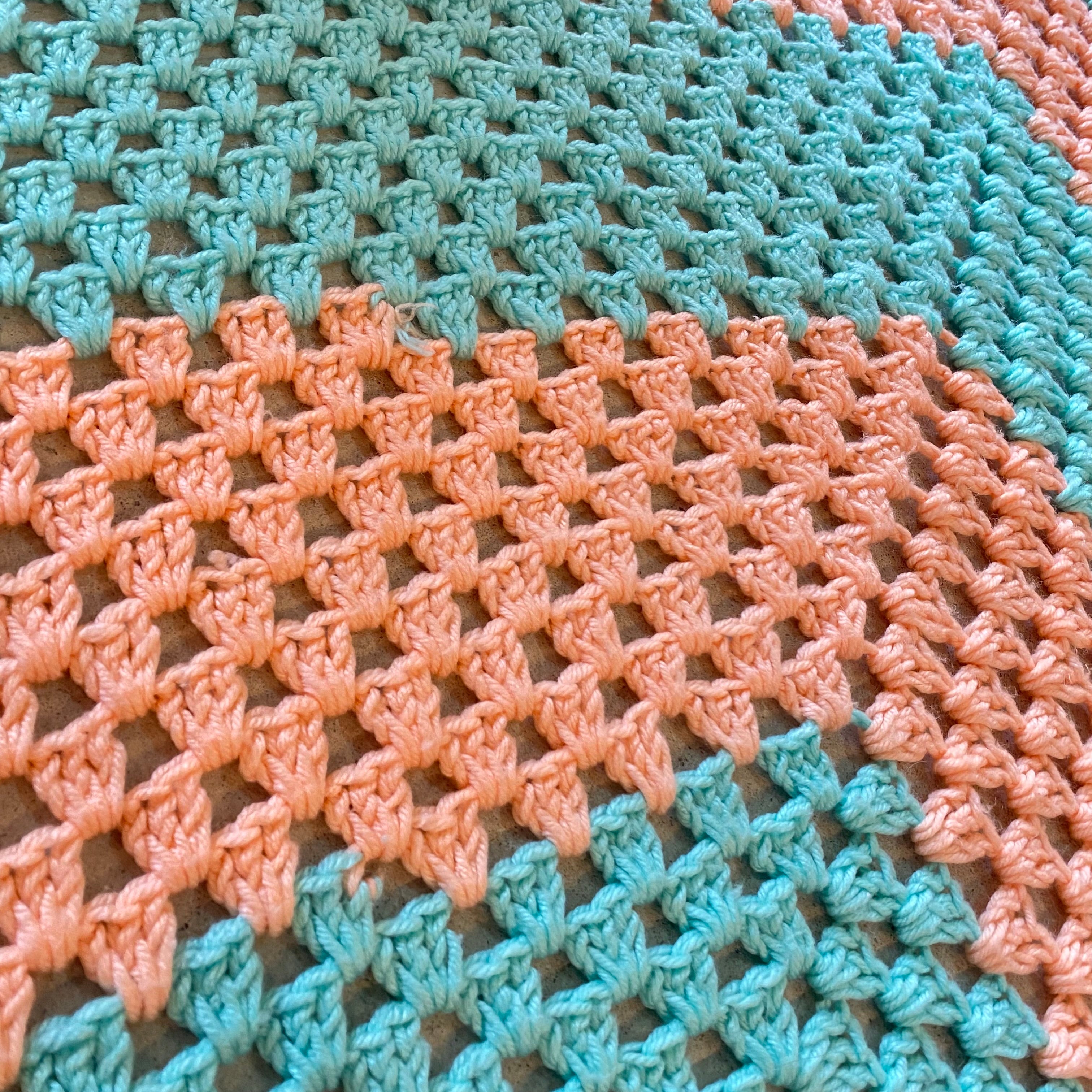 1970s USA vintage】グラニーブランケット クロシェ パステルカラー