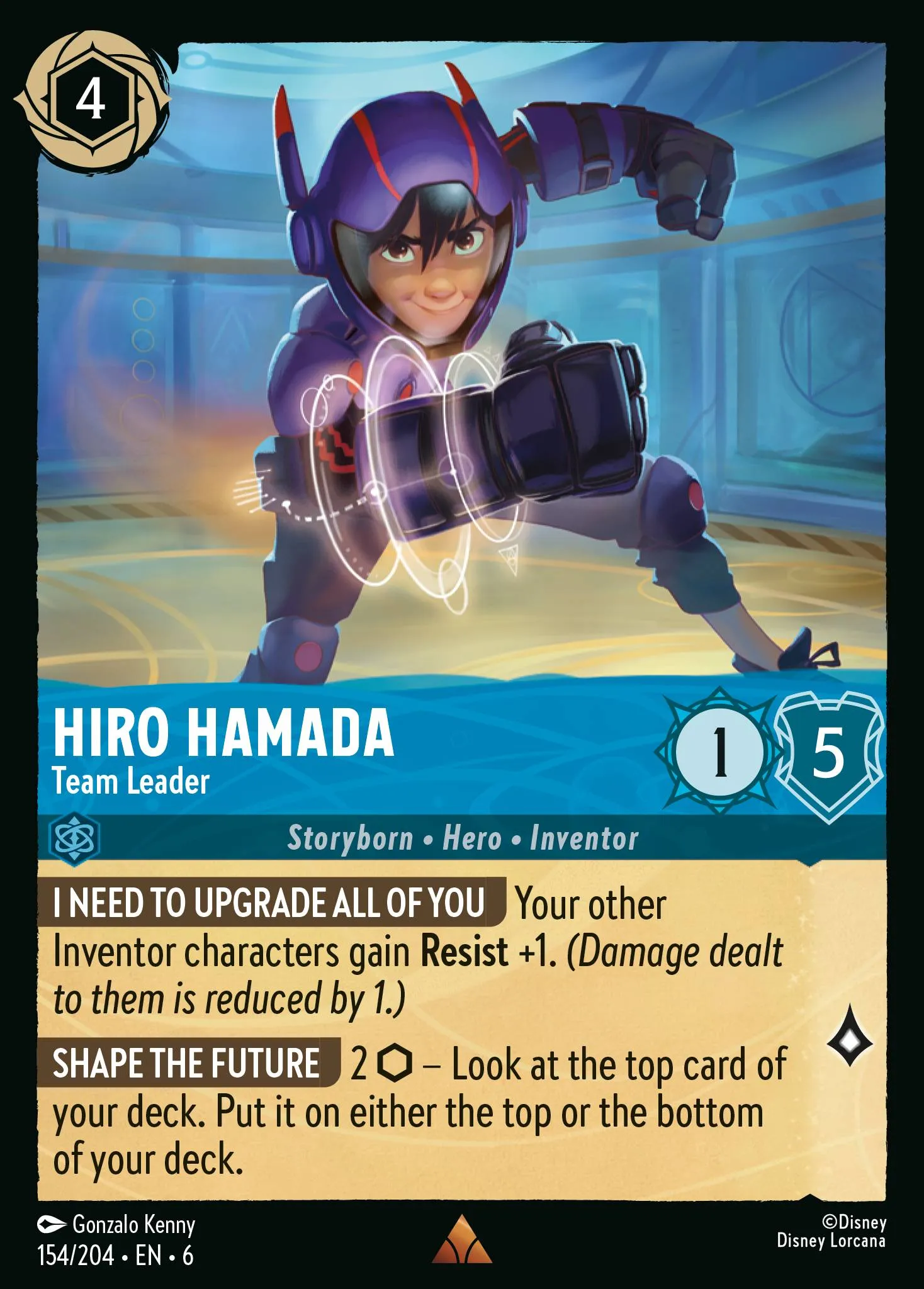 006-154 Hiro Hamada - Team Leader Lorcana Card | Disney Lorcana