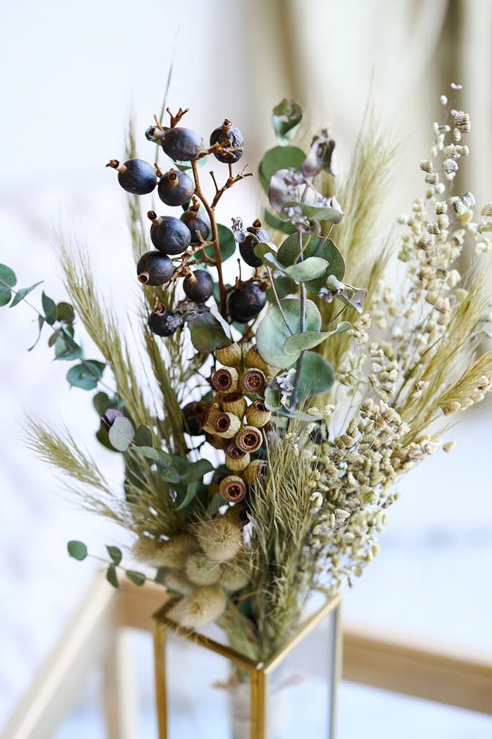 ドライフラワーミニ花束 size:M #1845 グリーン｜HanaPrime（ハナ