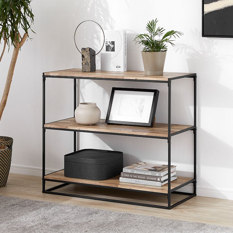 木目調オープンラック ディスプレイラック 天然木風 シェルフ 3段 [幅