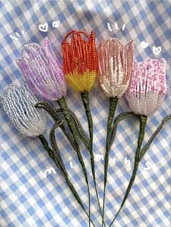 チューリップ5本セット＊ビーズフラワー - メルカリ