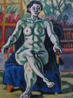 梅原龍三郎、【竹窓裸婦】、希少画集画、新品高級額・額装付、状態良好