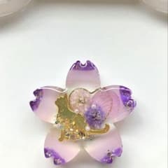 レジン ヘアゴム 桜 猫 パープル◡̈♥︎ - メルカリ