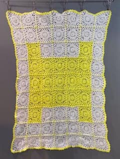 古着 ビンテージ 70s 幾何学模様 グラニー ブランケット キャンプ ラグ