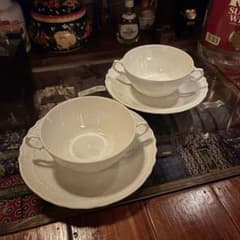 リチャードジノリ ベッキオホワイト スープカップ&ソーサー 2客セット