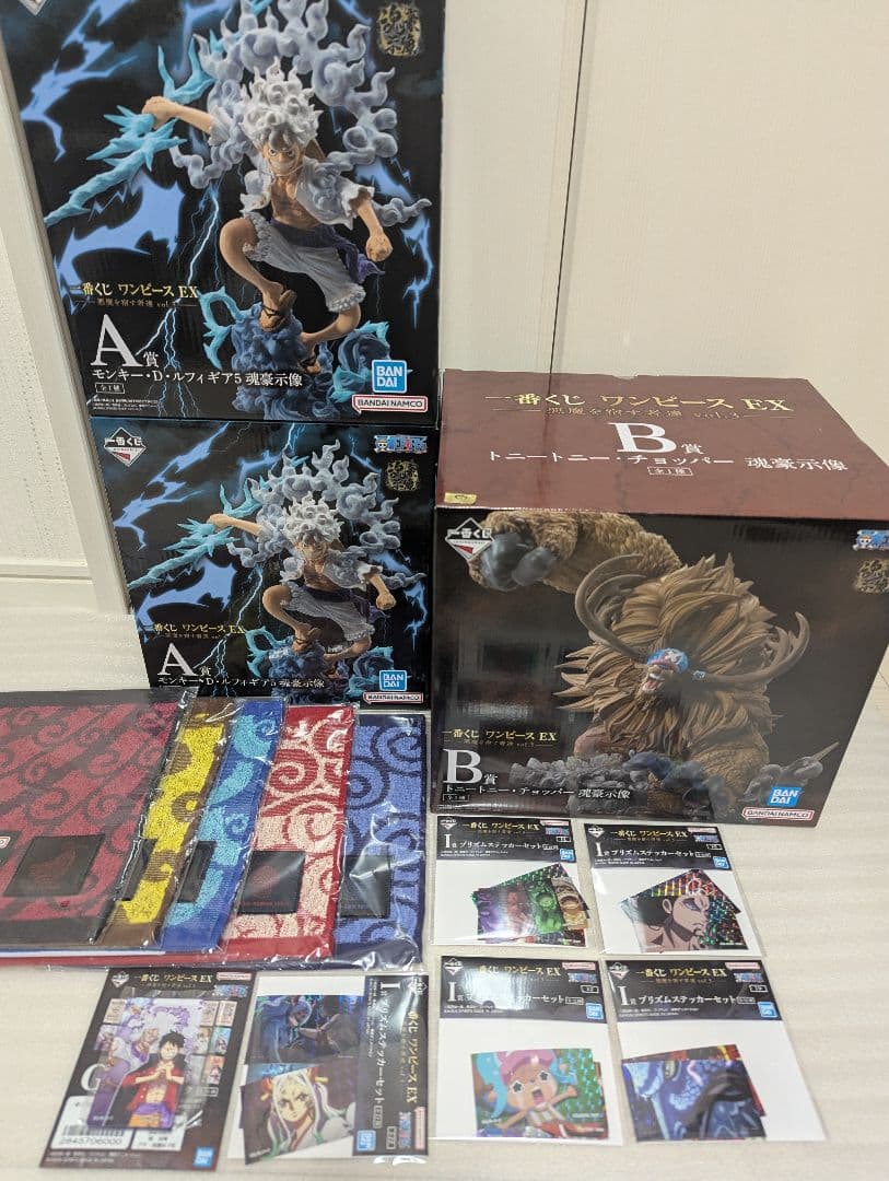 一番くじワンピースEX　A賞 ギア5魂豪示像✕2Ｂ賞チョッパー魂豪示像他オマケ ワンピース 一番くじ A賞 ルフィ ギア5 魂豪示像 - メルカリ